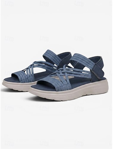 Comfortabele, blauwe sandalen met bandjes voor dames – lichtgewicht sportsandalen voor buitenwandelingen, reizen, vakantie en dagelijks gebruik.