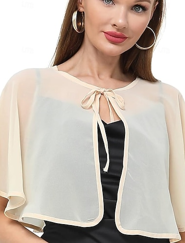  Châles Écharpe Femme Boléro Écharpes de Mère Écharpes de Mariée Élégant Dames Style formel Sans manches Chiffon Boléros de Mariage Avec Couleur unie Pour Quotidien Printemps & Été