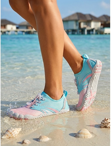  Chaussures aquatiques minimalistes roses et bleues pour femmes, chaussettes aquatiques antidérapantes à séchage rapide, chaussures légères et respirantes pour la plage, la natation, le snorkeling, la