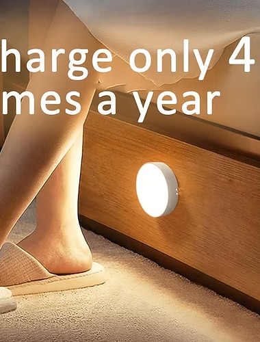  2 st nattlampor med rörelsesensor, uppladdningsbar LED-nattlampa med lång batteritid, trådlös magnetisk vägglampa för garderob, trappor, hall, sovrum, belysning under skåp