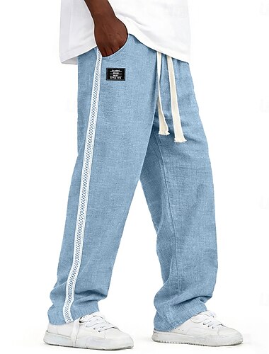  Ανδρικά Λευκά παντελόνια Καλοκαίρι παντελόνι Φαρδύ παντελόνι Τσέπη Ελαστική μέση Ισιο πόδι Συμπαγές Χρώμα Άνεση Άνετο Πλήρες μήκος Causal Καθημερινά ΕΞΩΤΕΡΙΚΟΥ ΧΩΡΟΥ Διακοπές Μοντέρνα Θαλασσί Βυσσινί