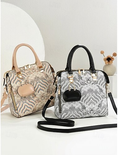 Zestaw damskich torebek ze skóry ekologicznej z haftowanym wzorem, wielokolorowy, 3-częściowy zestaw dla matki i córki, idealny na imprezę, do pracy, dojazdy do pracy i na co dzień