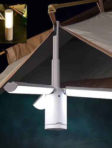  LED-campinglys med batteri, dimbare bærbare campinglykter, oppladbar deformerbar campingbordlampe med omgivelseslys, utendørs campinglysekronebelysning, 3 lysmoduser