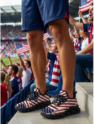  Herresneakers med patriotiske amerikanske flag – lette, åndbare sportssko til fodboldfans, udendørsaktiviteter og rejser &daglig brug