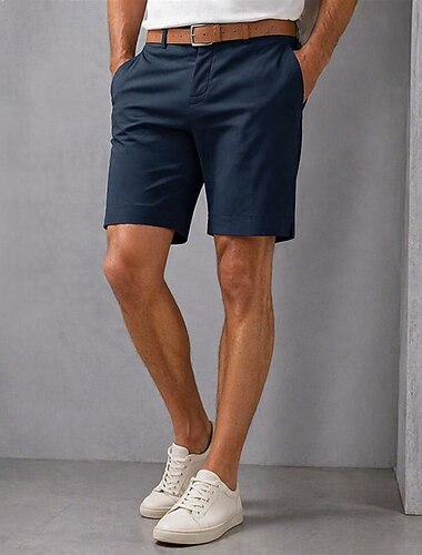  Men's Suit Shorts Cotton Blend Golf Shorts Navy Blue Grey