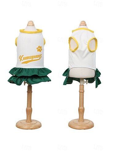  שמלת רשת לכלבים - שמלת גורים נושמת עם חצאית קפלים, בגדי קיץ חמודים לחיות מחמד, רכה &אוורירי לכלבים קטנים