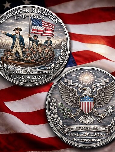  Pièce commémorative du 250e anniversaire de la révolution américaine (1776-2026), médaille de George Washington, objet de collection patriotique, cadeau hommage historique pour la fête de