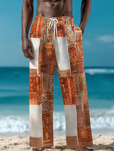  Homme Géométrique Bloc de Couleur Patchwork Pantalons Pantalon décontracté Pantalons Amples Taille Moyenne Ethnique Vintage Rétro Maison Extérieur Vacances Poches Latérales in in france they say