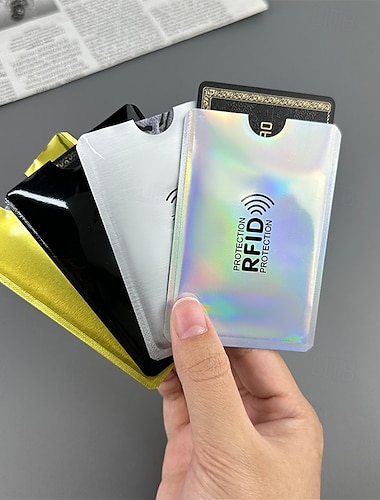  100-pakning med RFID-blokkeringshylser, kredittkortbeskyttere eller passhylser, identitetstyveribeskyttelse for reiser, fargerik slank kortholder til lommebøker, tyverisikringsskjold