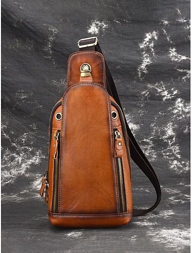  Herren-Umhängetasche aus Vollnarbenleder, geräumige Crossbody-Tasche mit mehreren Fächern und verstellbarem Riemen, stilvolle Farben in Kaffee und Braun für den Alltag, Pendeln und Geschäftsreisen