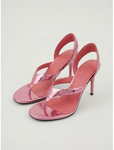  Metallic roze stiletto sandalen met hoge hakken voor dames, elegante schoenen voor bruiloftsgasten bij een tuinbruiloft. &openluchtfeesten