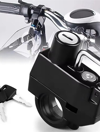  Lot de 2 antivols pour casque de moto, antivol universel à fixation sur guidon pour moto, scooter et vélo, cadenas en métal robuste avec 2 clés, compatible avec les guidons de 22 à 25 mm, noir