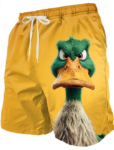  Herre Morsom And tegneseriedyr Badeshorts Badedrakter Badeshorts Surfeshorts Medium Midje Hawaiisk Strandferie Sidelommer Mesh fôr Elastisk snøring i midjen Designer Klær