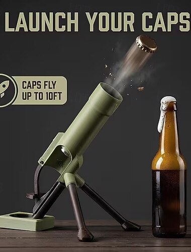  Abridor de garrafas estilo morteiro, divertido abridor de cerveja militar para bar em casa, resistente. &Presentes originais e estáveis para homens, veteranos, padrinhos, aniversários descolados