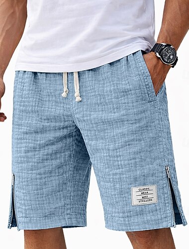  Homme Shorts Shorts d'été Shorts de plage Short décontracté Cordon de serrage Taille Élastique Couleur Unie Texturé Confort Court Quotidien Extérieur Vêtements de rue Mode Rétro Vintage Bleu Noir Non