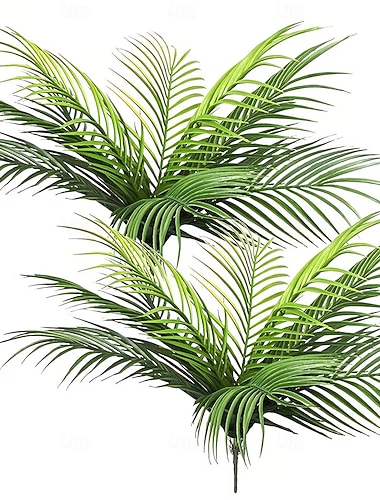  2/4 foglie di palma artificiali con felce di ferro a 9 teste, piante tropicali simulate realistiche per la decorazione di pareti, fogliame di palma finto per casa, giardino, feste, eventi, sfondi per