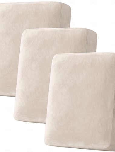  Samt-Stretch-Sofakissenbezug, Plüschkissenüberzug für Sessel, Zweisitzer-Sofakissen, Möbelschutz, Sitzkissenbezug, 3-teiliger Sofakissenbezug