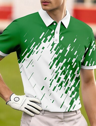  Herren Geometrisch Golf Sport-Poloshirts Kurzarm Polo-Shirts Hemden mit Kragen Lässig Athleisure Knöpfe Atmungsaktives Gewebe Sommer Frühling Blau Rote Marineblau