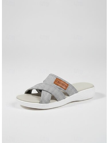  Sandalias de malla con tiras cruzadas para mujer: estilo cómodo e informal para paseos por el jardín, picnics y recados diarios.