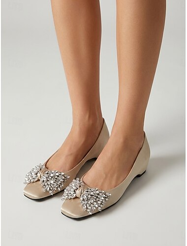  Sapatilhas femininas champanhe de salto baixo com plataforma escondida – elegantes sapatos de salto com detalhes para a mãe da noiva, casamento na cidade. &eventos formais