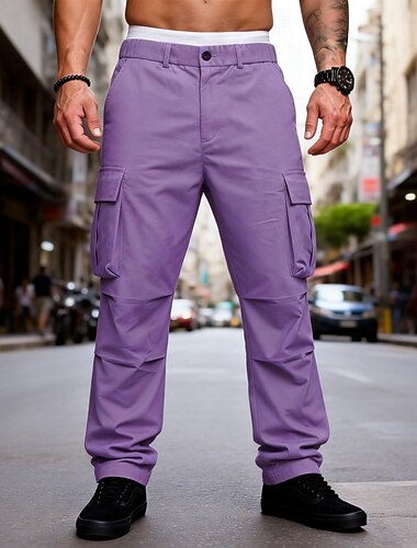  Homme Pantalons Cargo Pantalons Pantalon tactique Pantalons de Travail Pantalon de randonnée Taille Élastique Multi-poches Poche à Rabat Uni Confort Portable Occasionnel Quotidien Extérieur Vacances
