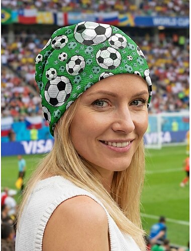  Berretto da donna in poliestere traspirante a rete, scaldacollo convertibile, fascia per la testa, cappellino da tifoso di calcio per il giorno della partita, supporto allo stadio e abbigliamento