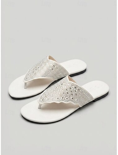  Sandales plates rouges à strass pour femmes - élégantes sandales à lanières pour un dîner de vacances &chaussures de soirée de vacances