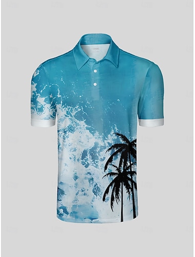  Herren Golf-Poloshirt Blau Kurzarm Oberteil Golfkleidung, Kleidung, Outfits, Kleidung