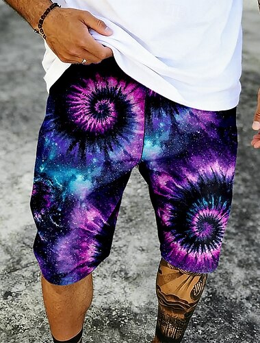  Homme Hippie Imprimé Tie Dye Spirale Maillots de bain Maillots de bain shorts de bain Shorts de Surf Taille Moyenne Mode Décontractée Extérieur Vacances Tenue Quotidienne Poches Latérales doublure en
