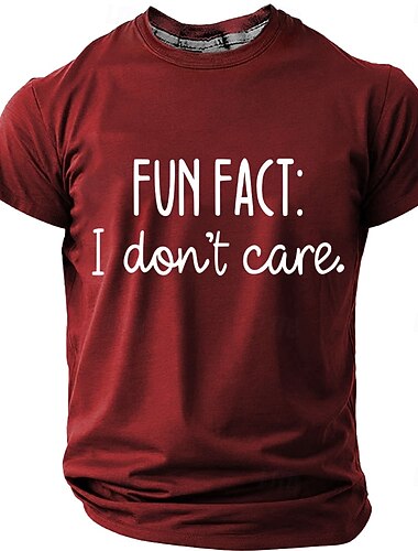  Roligt faktum, jag bryr mig inte, herr-t-shirt med sarkastisk, relaterbar humor, grafisk rund hals, kortärmad, roligt skämt, present till vänner, kontorshumor, designerkläder, kläder
