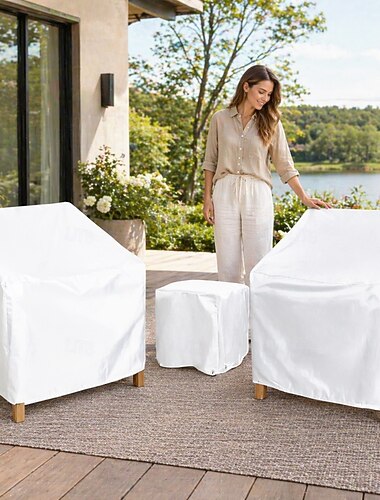  utemöbler överdrag, 210d oxford tyg, utemöbler set överdrag för 3 delar utomhus bistro, uteplats sofföverdrag set för 2 stolar och soffbord, silver, svart