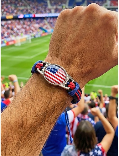  Herenarmband van imitatieleer en acryl met nationale vlag, multi-country fanarmband voor voetbalwedstrijden, voetbalsupport, aanmoedigen in het stadion, casual sportkleding en dagelijks gebruik.