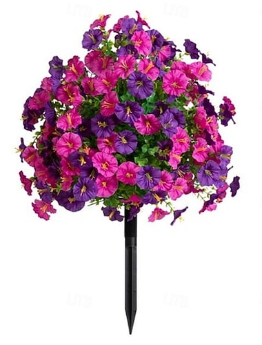  24 Zoll lange künstliche Blumenstecker für den Außenbereich, Dekoration aus Prunkwinden, Buchsbaumkugeln, mehrfarbige Gartenstecker für den Garten &Rasen, farbechtes, strapazierfähiges Plastik,