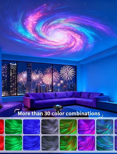  Lampe de chevet LED créative haut de gamme à laser réfractif, projetant un ciel étoilé et créant une ambiance romantique et onirique. Compatible USB.