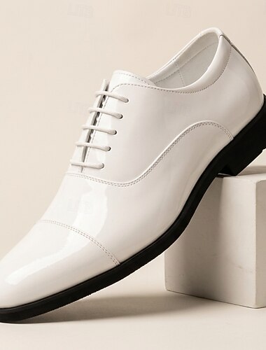  Witte, veterschoenen voor heren, elegante minimalistische geklede schoenen voor heren, geschikt voor zakelijke gelegenheden, bruiloften, kerkbezoek, banketten en formele evenementen.