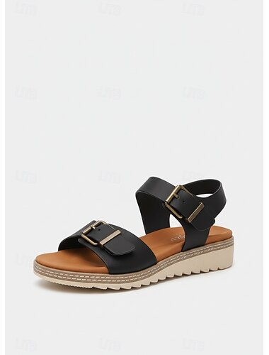  Sandalias con hebilla para mujer: zapatos cómodos con punta abierta ajustable para caminar y actividades al aire libre.