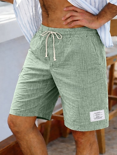  Homme Shorts Shorts d'été Shorts de plage Short décontracté Cordon de serrage Taille Élastique Couleur Unie Texturé Confort Court Quotidien Extérieur Vêtements de rue Mode Rétro Vintage Bleu Noir Non