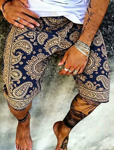 Voor heren Paisley Bloemenprint Etnisch Sweat short Strandshorts Badstof korte broek Medium Taille Retro vintage Dagelijks Streetwear Feestdagen Trekkoord Elastische taille 3D-afdrukken Ontwerper