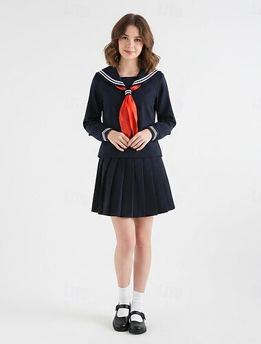  Dame Elev / Skole Uniformer skolepiger Cosplay kostume Til Maskerade Voksne Top Nederdel