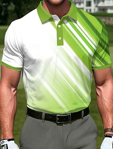  Herren Geometrisch Golf Sport-Poloshirts Kurzarm Polo-Shirts Hemden mit Kragen Lässig Athleisure 3D-Druck Knöpfe Frühling & Sommer Blau Meerblau Rote