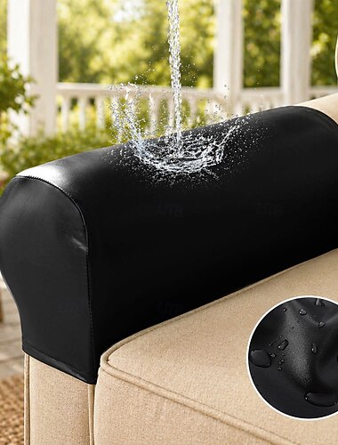  Sofa-Armlehnenbezug, ultradicker und weicher Stretch-Sofa-Armlehnenbezug aus PU-Leder für Liegesessel, Sofas, Stühle, Zweisitzer, elastischer, wasserdichter Möbel-Armlehnenschutz für die Couch