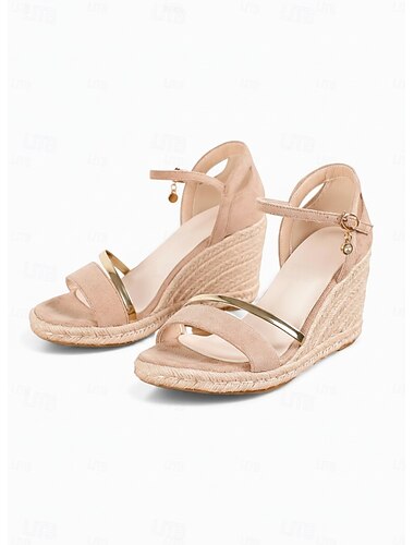  dameespadrille-kilehælsandaler med ankelrem – komfortable sommersko med åben tå til strandferier, poolpartyer og rejser &hverdagstøj