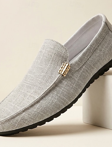  miesten vaaleanharmaat slip-on-kengät, kevyet ja mukavat kävelykengät, hengittävät jalkineet päivittäiseen käyttöön, matkoille, autoiluun, toimistoon, viikonloppuasuihin ja rentoon älykkääseen arkityyliin