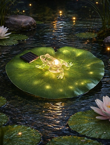  Lampada galleggiante a forma di ninfea, impermeabile e a energia solare, con LED a luce calda, ideale per laghetti, fontane e acquari – illuminazione decorativa per esterni.