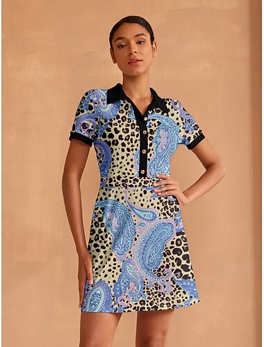  Mulheres Vestido de tênis vestido de golfe Azul Céu Manga Curta Vestidos Roupas femininas de golfe, roupas, roupas, roupas