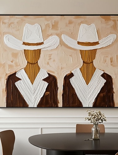  Originales Western-Cowboy-Leinwandbild, großes abstraktes braunes Mann-Ölgemälde, moderne Figur, strukturierte Ölmalerei für die Wohnzimmerdekoration