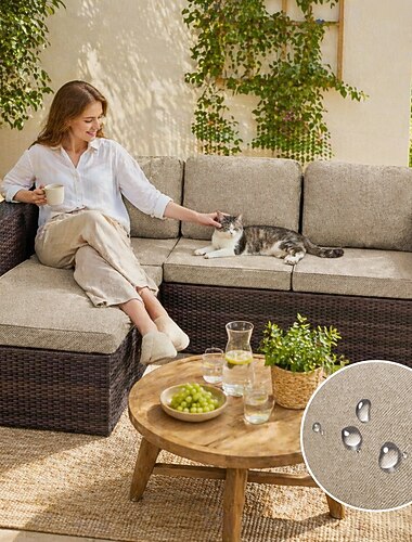  4 fundas elásticas para cojines de patio, fundas de repuesto para sofás de exterior, sofá de exterior &Fundas para sofás, fundas para cojines de muebles de patio, protector de muebles lavable y