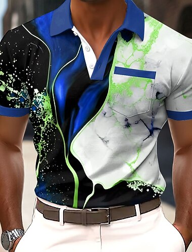  رجالي حجر كريم قمصان البولو كم قصير قمصان البولو قميص بياقة عمل يومي الأماكن المفتوحة ملابس الرياضة مناسب للبس اليومي طباعة ثلاثية الأبعاد Buttons الصيف الربيع أزرق وردي بلاشيهغ أحمر