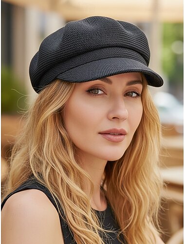  レディース ボヘミアン風織りニュースボーイキャップ、通気性に優れた軽量ポリエステル製帽子、ビーチバケーション、普段使い、旅行、夏のリゾートスタイルに最適、豊富なカラーバリエーション。