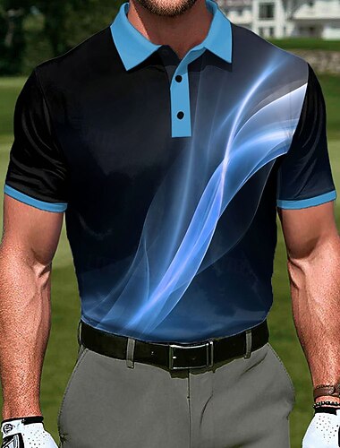  Voor heren Meetkundig Golf Sport Poloshirts Korte mouw Poloshirt Overhemden met kraag Casual Sportkleding Feestdagen 3D-afdrukken Knop Ademend gaas Zomer Lente blauw Meerblauw Geel